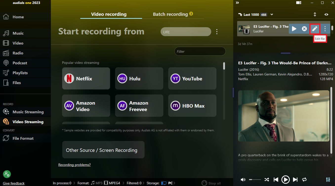 Video Streaming: Audials 2022 video recording using the internal player –  Audials Support